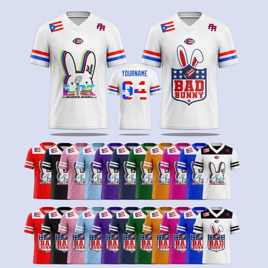 Discover Custom Puerto Rico Football Jersey, Personalized Team Benito 94 Football shirt, Benito Bowl Fan Apparel, Boricua Gameday Jersey