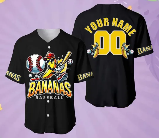 Discover Savannah Bananas Jersey Black Funny Adult_Youth Baseball Jersey