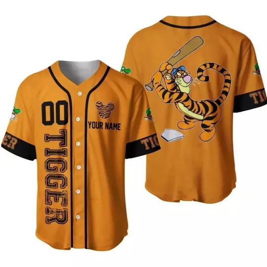 Discover Funny Tigger Playing Baseball Game Day Adult_Youth Baseball Jersey