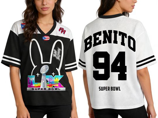 Benito Team Football Jersey Shirt For Adult Kid, Custom Color Bad Bunny Jersey Shirt, Super Bowel Game Day Outfit,Gift For Football Fan