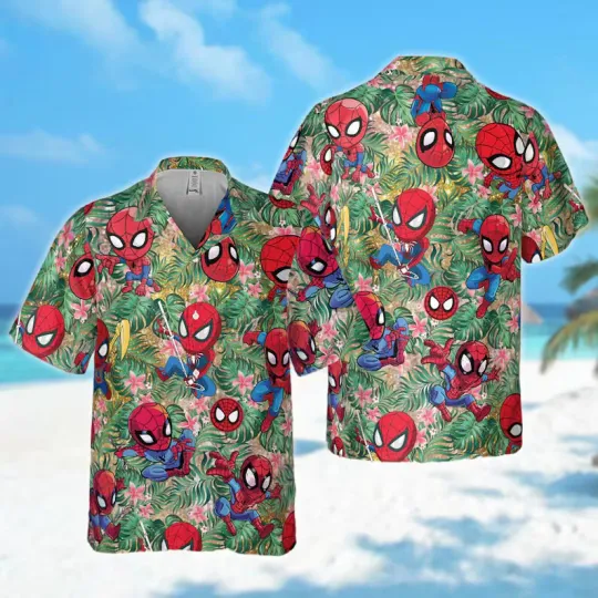Discover Funny Spider Tropical Summer Hawaiian Shirt