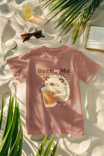 Discover Cute Hedgehog Beer T-Shirt, Funny Drinking Animal Shirt, Beer Lover Gift