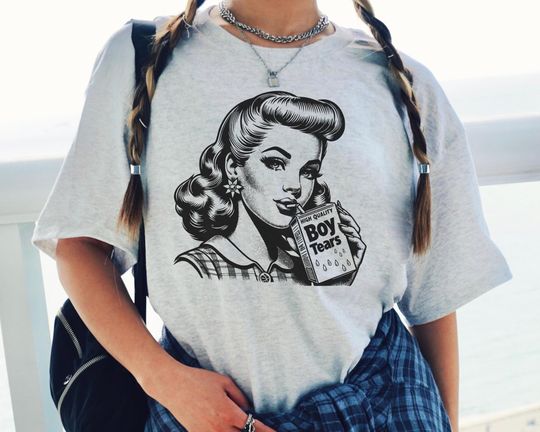 Discover Boy Tears Juicebox T Shirt, Funny Tee, Vintage Graphic Shirt, Retro Woman Tee, Girly Pop Tee, Gift Tee