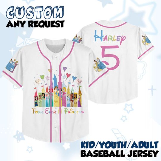 Discover Disney Princess Birthday Shirt Custom Birthday Girl Baseball Jersey, Personalized Disney Princess Shirt Disneyland Birthday Trip Tee