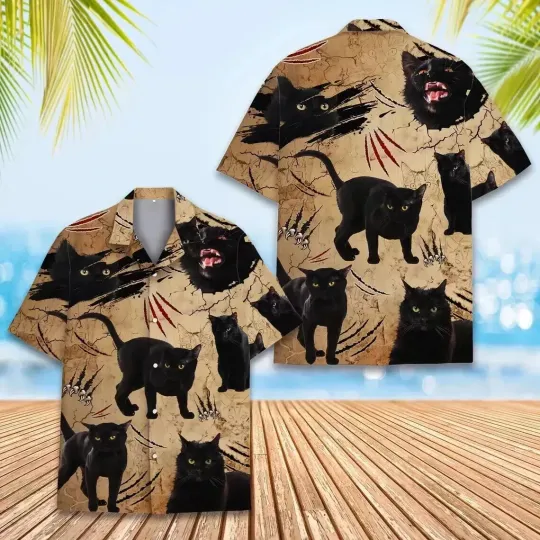 Discover Black Cat 3D HAWAII SHIRT Mother Day Gift All Over Print Best Price Us Size