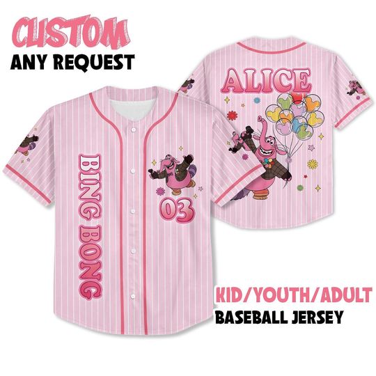 Discover Custom Bing Bong Baseball Jersey, Inside Out Jersey, Pixar Shirt, Cute Elephant Baseball Jersey, Family Trip, Gift For Fan