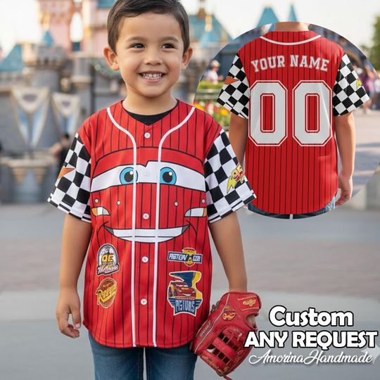 Discover Custom Car McQueen Baseball Jersey , Kid/Youth/Adult Jersey Team Outfit