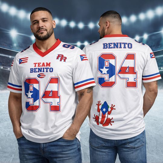 Discover Team Benito 94 Football Jersey, Puerto Rico Team Benito #94 Football Jersey, Mesh Jersey, Sports Shirt, Fan Apparel, Halftime Fan Shirt