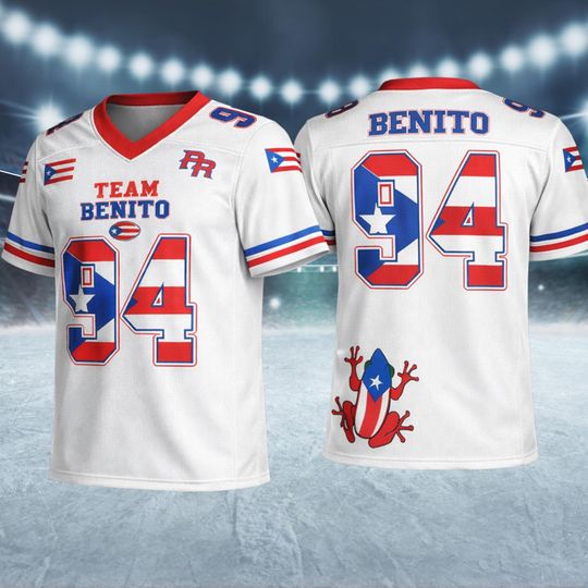 Discover Team Benito 94 Football Jersey, Puerto Rico Team Benito #94 Football Jersey, Mesh Jersey, Sports Shirt, Fan Apparel, Halftime Fan Shirt