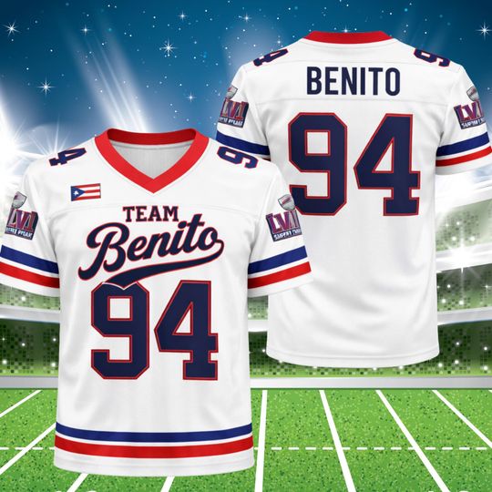 Discover Team Benito 94 Football Jersey, Puerto Rico Team Benito #94 Football Jersey, Mesh Jersey, Sports Shirt, Fan Apparel, Halftime Fan Shirt