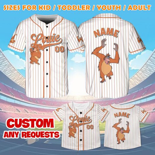 Discover Junglee Book King Louie Jersey Shirt, Disney Jungle Baseball Jersey, King Louie Cosplay, Disney Family Shirts, Magic Kingdom Shirt
