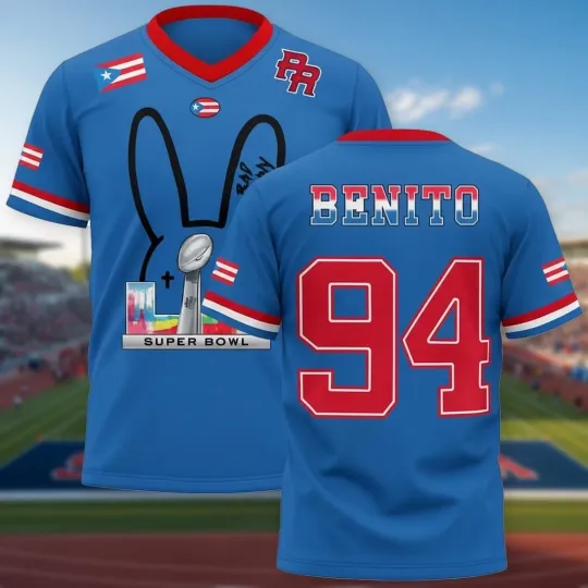 Discover Puerto Rico Team Benito #94 AOP Printed Football Jersey for Fans