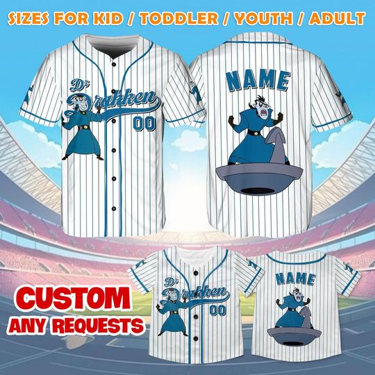 Dr Drakken Jersey Shirt, Disney Kim Possible Baseball Jersey, Dr Drakken Cosplay, Kim Possible Birthday Shirt, Disney Trip Shirt