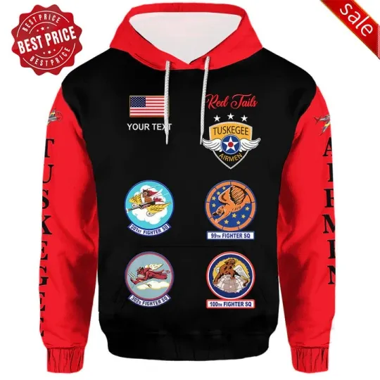 Custom Tuskegee Airmen 1941 Hoodie Pullover Red Tails Patriotic Day