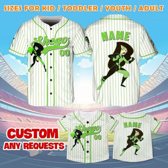 Kim Possible Shego Jersey Shirt, Disney Kim Possible Baseball Jersey, Shego Cosplay, Kim Possible Party Outfit, Disney World Shirt
