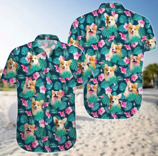 Discover Flower Corgi Tropical Dog Summer Hawaiian Shirt