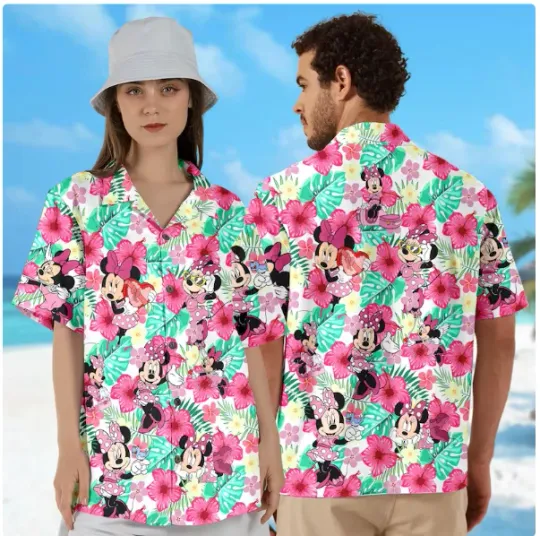 Discover Floral Girl Mouse Character Summer Hawaiian Shirt