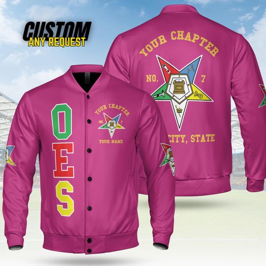 Customize Order of the Eastern Star OES Pentagon Down AF&AM Baseball Jacket Shirt BJ10