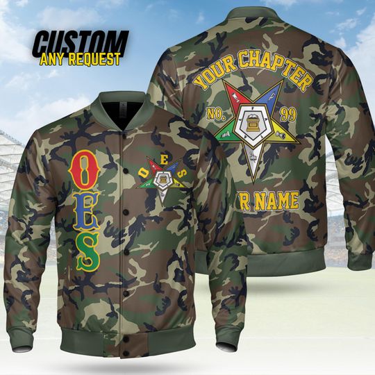 Customize Order of the Eastern Star OES Pentagon Down AF&AM Baseball Jacket Shirt BJ15