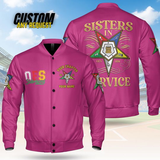 Customize Order of the Eastern Star OES Pentagon Down AF&AM Baseball Jacket Shirt