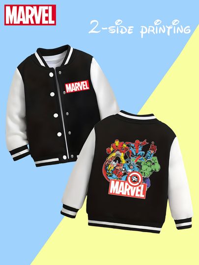 Discover MINISO Marvel Avengers Collection Boys' Baseball Jacket - Avengers heroes gather together in print, double-sided to show heroic