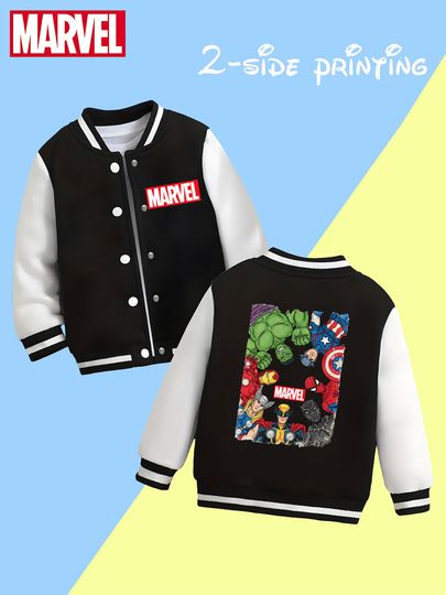Discover MINISO Marvel Avengers Collection Boys' Baseball Jacket - Avengers Collection print, double-sided to convey Marvel charm, comfor