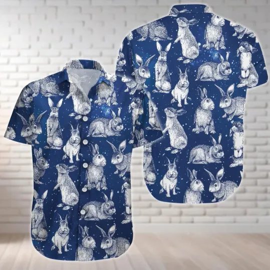 Discover Cute Rabbits Animal Tropical 3D HAWAII SHIRT All Over Print Father Day Gift