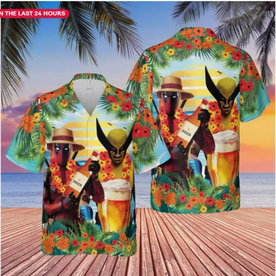 Discover Deadpool And Wolverine Tropical Flower Deadpool 3 Movie 3D HAWAII SHIRT Xmas