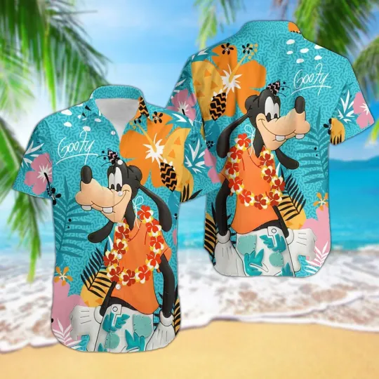 Discover Aloha Goofy Dog Summer Holiday Hawaii Beach Tropical Flowers Hawaiian Shirt
