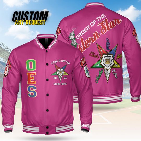 Customize Order of the Eastern Star OES Pentagon Down AF&AM Baseball Jacket Shirt BJ4