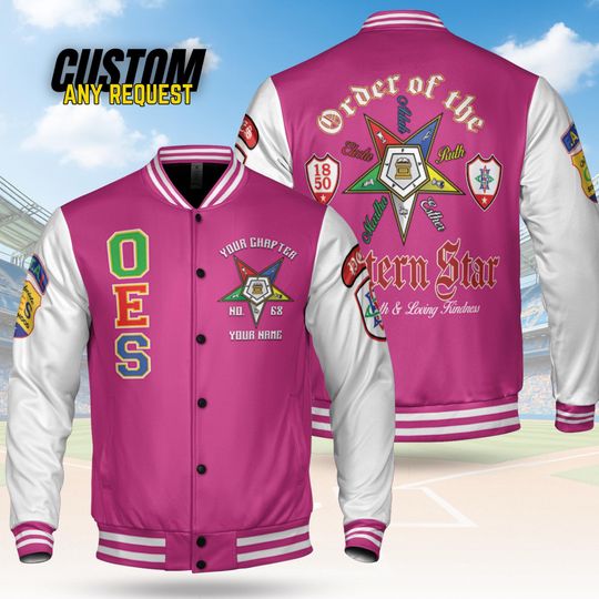 Customize Order of the Eastern Star OES Pentagon Down AF&AM Baseball Jacket Shirt BJ3