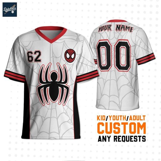 Discover Personalize Marvel Spider-Man Webs, Custom Kids Youth Adult Disney Football Jersey