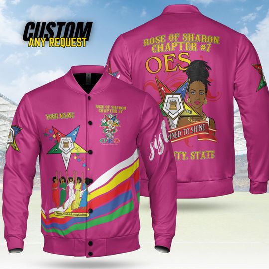 Customize Order of the Eastern Star OES Pentagon Down AF&AM Baseball Jacket Shirt BJ12