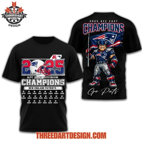 New England Patriots 2025 AFC East Champions 3D T-Shirt