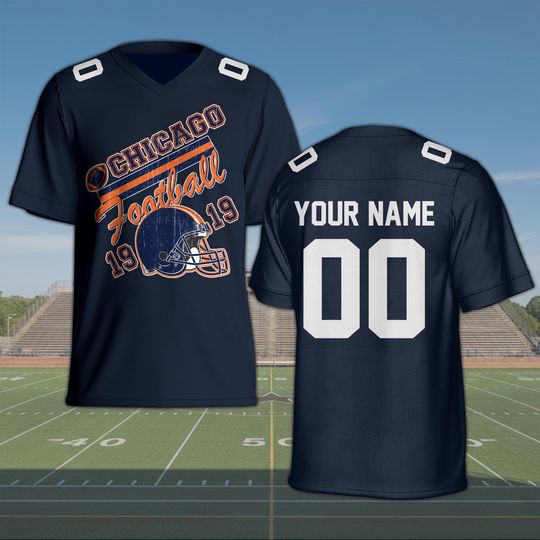 Discover Personalized Chicago Football Jersey Shirt, Custom Name and Number Football Tee