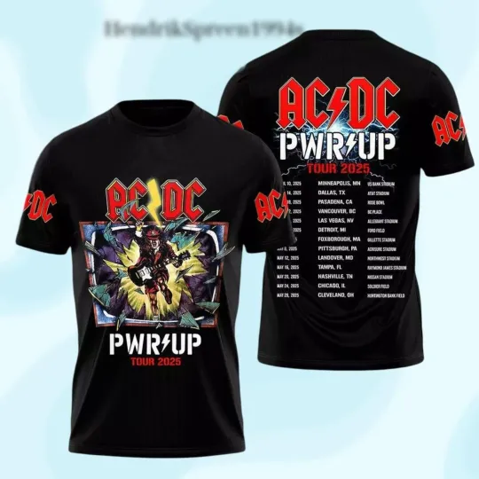 AC DC 3D Shirt, Rock Band Merch Black unisex