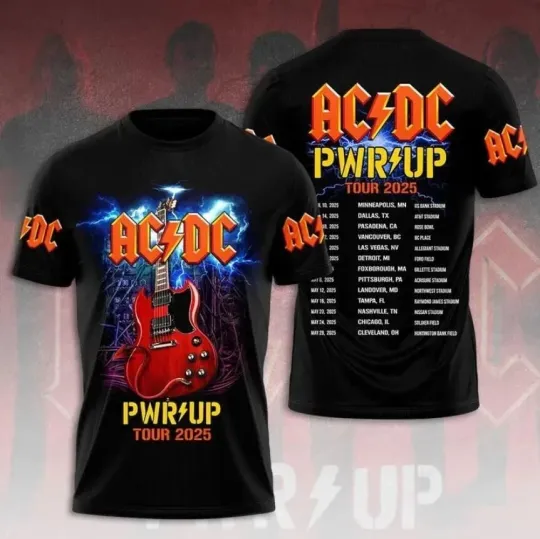 Shirt AC DC Two Sided Shirt Rock Band 3D