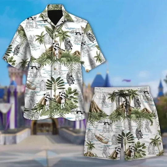 Discover Army And Robot Hawaiian Shirt and Shorts