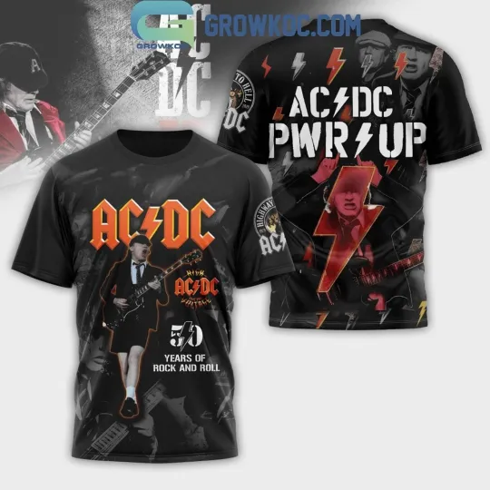 AC DC 50 Years Of Rock And Roll Black 3D shirt AOP