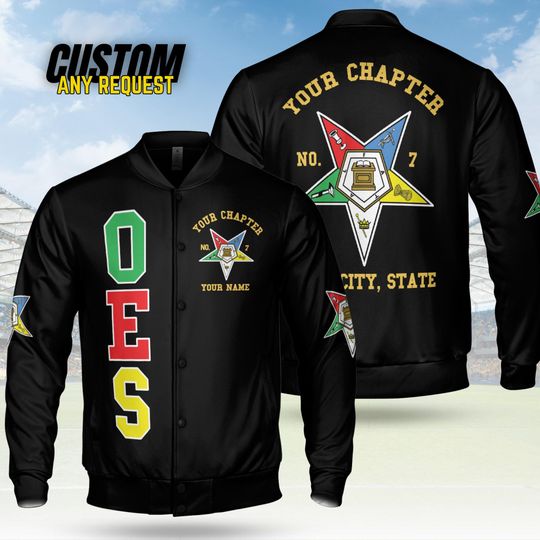 Customize Order of the Eastern Star OES Pentagon Down AF&AM Baseball Jacket Shirt BJ10