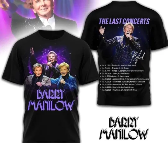 Discover Manilows The Last Concerts Tour 2026 signed 3D T-shirt