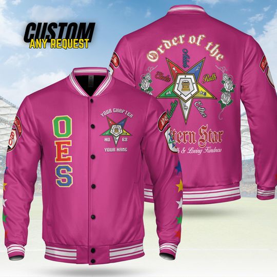 Customize Order of the Eastern Star OES Pentagon Down AF&AM Baseball Jacket Shirt BJ14
