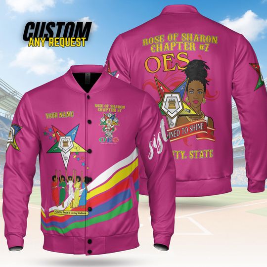 Customize Order of the Eastern Star OES Pentagon Down AF&AM Baseball Jacket Shirt BJ1
