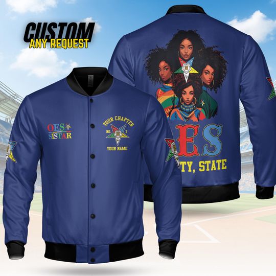 Customize Order of the Eastern Star OES Pentagon Down AF&AM Baseball Jacket Shirt BJ5
