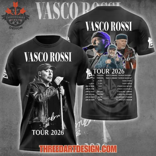Discover Vasco Rossi Tour 2026 3D T-Shirt S-5XL