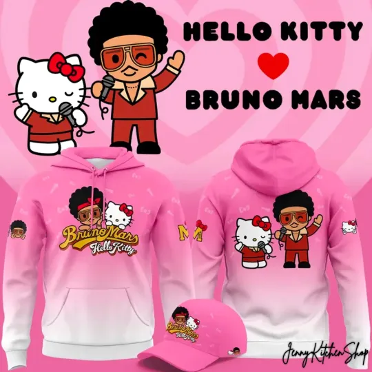 Discover Bruno Mars x Hello Kitty 2026 Limited 3D Hoodie