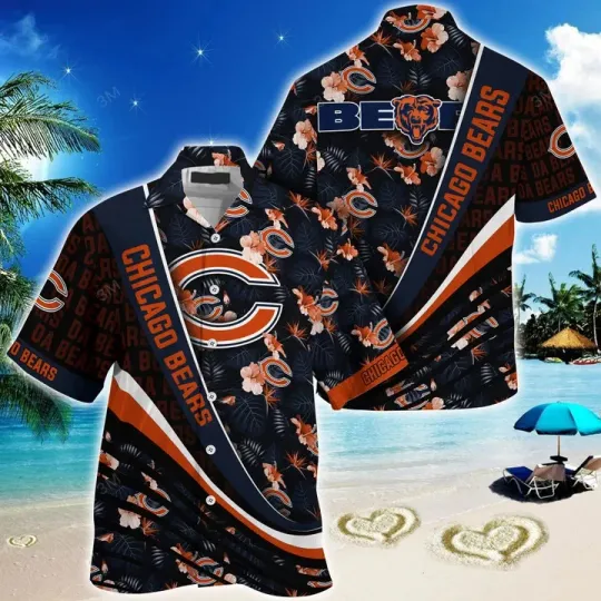 Discover Chicago Bears Tropical Bloom Hawaiian, Gift For Fans, Gift For Friends