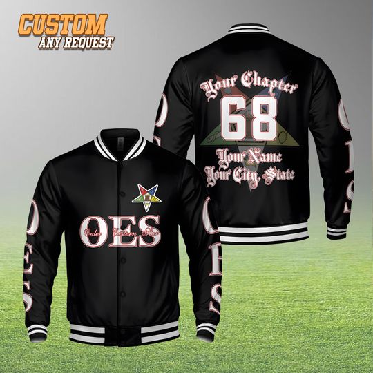 Custom Order of the Eastern Star OES Baseball Jacket | Personalized Lodge Name And City | Past Master AF&AM Varsity Jacket.