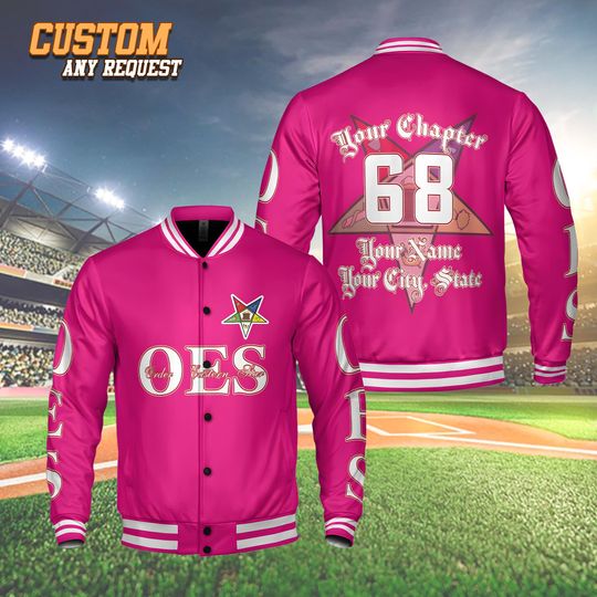 Custom Baseball Jacket | Order of the Eastern Star OES  | Personalized Lodge Name And City | Past Master AF&AM Varsity Jacket.