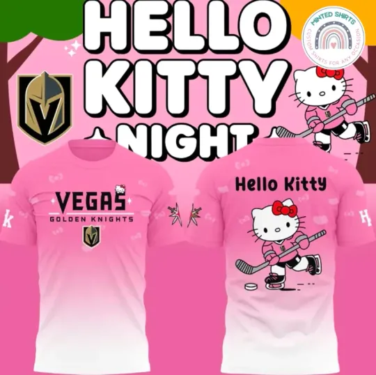 Vegas Golden Knights x Hello Kitty 2026 Edition 3D T-Shirt